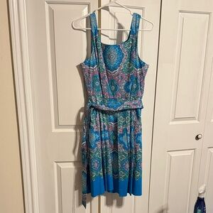 Talbots Vibrant Blue and Pink Paisley Dress